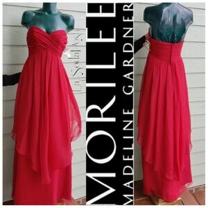NEW Mori Lee by Madeline Gardner Red Sweetheart Prom Ball long Gown Size M 1683